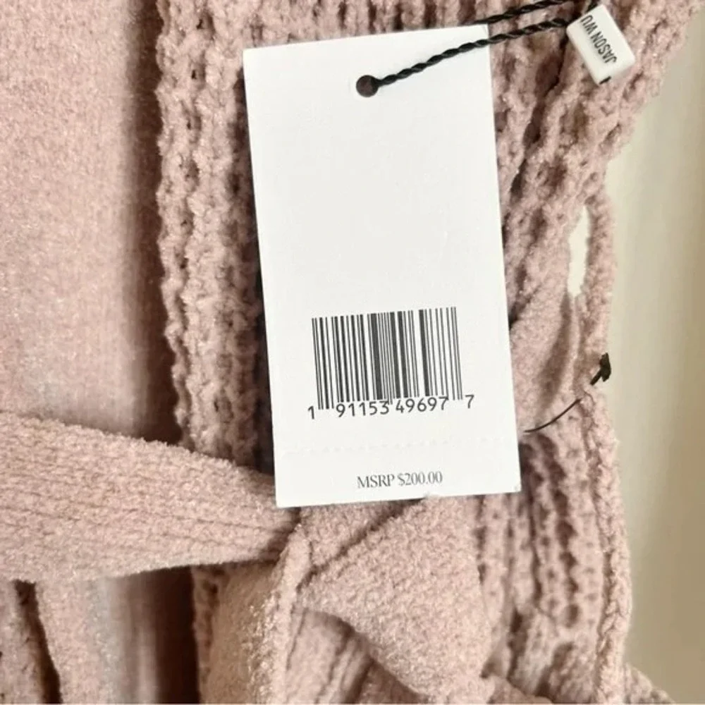 JASON WU I Women's Tan Waffle Knit Shawl Collar Belted Robe Cardigan I‎ SizeL